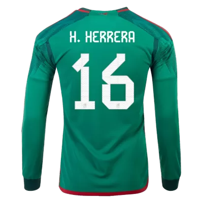 Men's H.HERRERA #16 Mexico Home Soccer Long Sleeves Jersey Shirt 2022 - Pro Jersey Shop