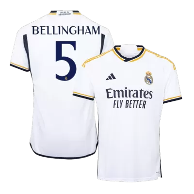 Premium Quality Men's BELLINGHAM #5 Real Madrid Home Soccer Jersey Shirt 2023/24 - Fan Version - Pro Jersey Shop