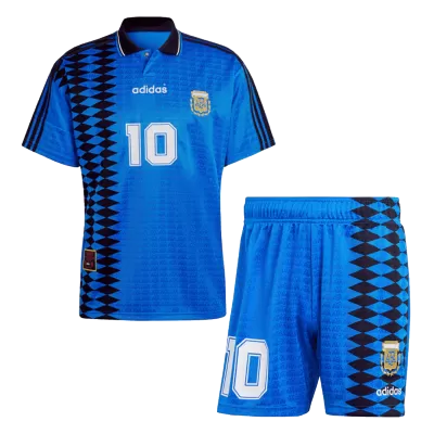 Men's #10 Argentina Away Soccer Jersey Kit (Jersey+Shorts) 1994 - Pro Jersey Shop