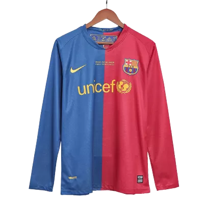 UCL Men's Retro 2008/09 Replica Barcelona Home Long Sleeves Soccer Jersey Shirt - Pro Jersey Shop