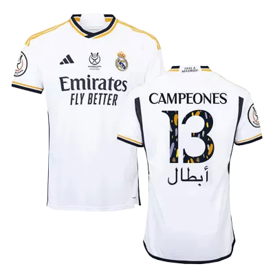 Premium Quality Men's CAMPEONES #13 Real Madrid Home Soccer Jersey Shirt 2023/24 - Fan Version - Pro Jersey Shop