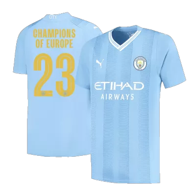 Men's Manchester City CHAMPIONS OF EUROPE #23 Home Soccer Jersey Shirt 2023/24 - Fan Version - Pro Jersey Shop