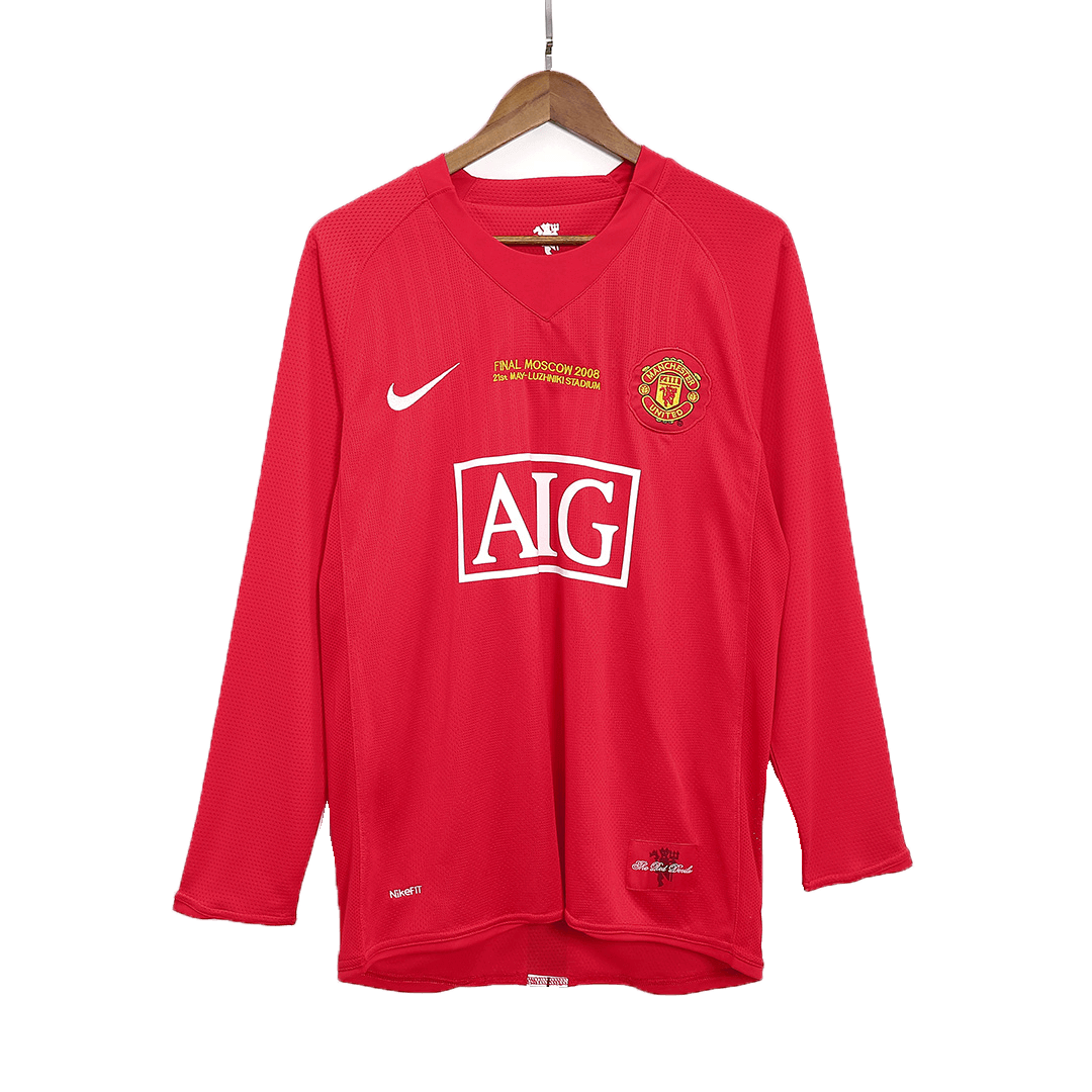 Retro 2007/08 Manchester United Home Long Sleeves Soccer Jersey - UCL - Pro Jersey Shop