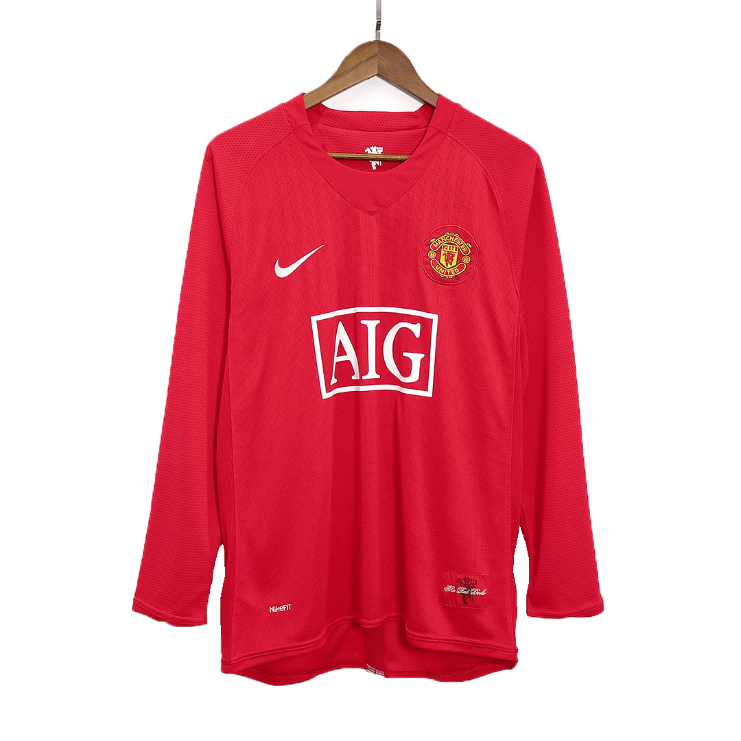 Retro 2007/08 Manchester United Home Long Sleeves Soccer Jersey - Pro Jersey Shop