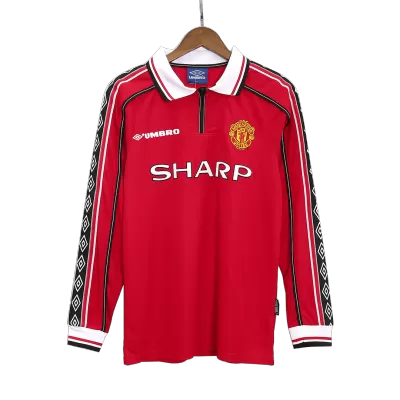 Men's Retro 1998/99 Manchester United Home Long Sleeves Soccer Jersey Shirt - Fan Version - Pro Jersey Shop