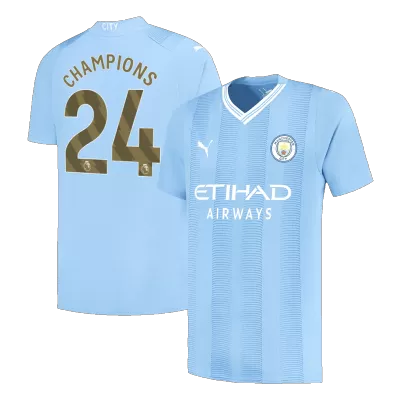 Men's CHAMPIONS #24 Manchester City Home Soccer Jersey Shirt 2023/24 - Fan Version - Pro Jersey Shop