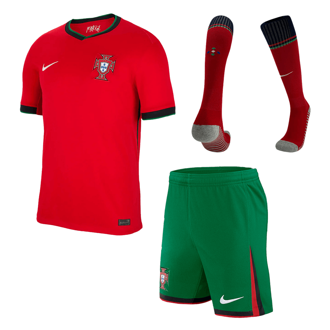 Premium Quality Men's Portugal Home Soccer Jersey Whole Kit (Jersey+Shorts+Socks) Euro - Pro Jersey Shop