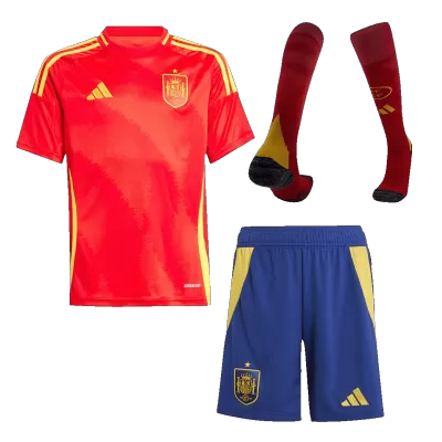 Premium Quality Kids's Spain Home Soccer Jersey Whole Kit (Jersey+Shorts+Socks) Euro 2024 - Pro Jersey Shop