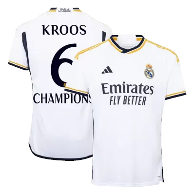 Premium Quality Men's KROOS #6 CHAMPIONS Real Madrid Home Soccer Jersey Shirt 2023/24 - Fan Version - Pro Jersey Shop