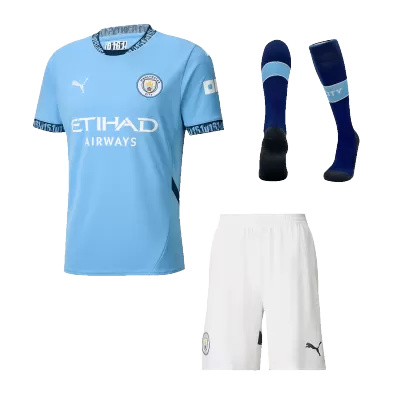 Men's Manchester City Home Soccer Jersey Whole Kit (Jersey+Shorts+Socks) 2024/25 - Pro Jersey Shop