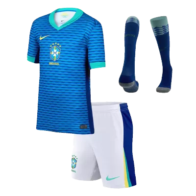 Kids Brazil Away Soccer Jersey Whole Kit (Jersey+Shorts+Socks) COPA AMÉRICA 2024 - Pro Jersey Shop