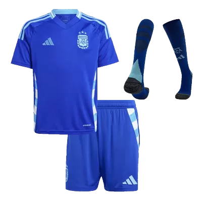 Kids Argentina Away Soccer Jersey Whole Kit (Jersey+Shorts+Socks) COPA AMÉRICA 2024 - Pro Jersey Shop