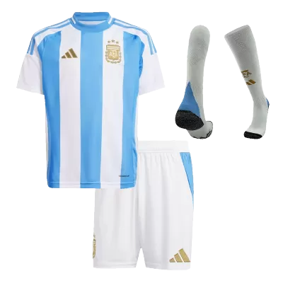 Kids Argentina Home Soccer Jersey Whole Kit (Jersey+Shorts+Socks) COPA AMÉRICA 2024 - Pro Jersey Shop