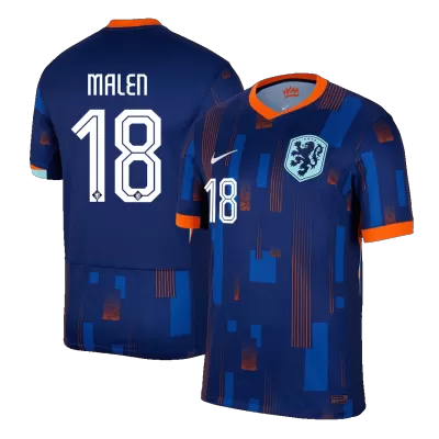 Men's MALEN #18 Netherlands Away Soccer Jersey Shirt Euro 2024 - Fan Version - Pro Jersey Shop