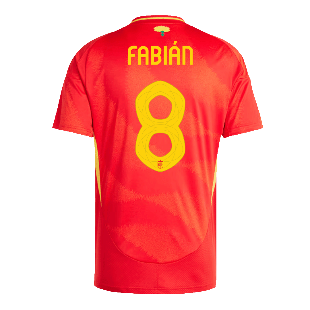 Premium Quality Men's FABIÁN #8 Spain Home Soccer Jersey Shirt Euro - Fan Version - Pro Jersey Shop