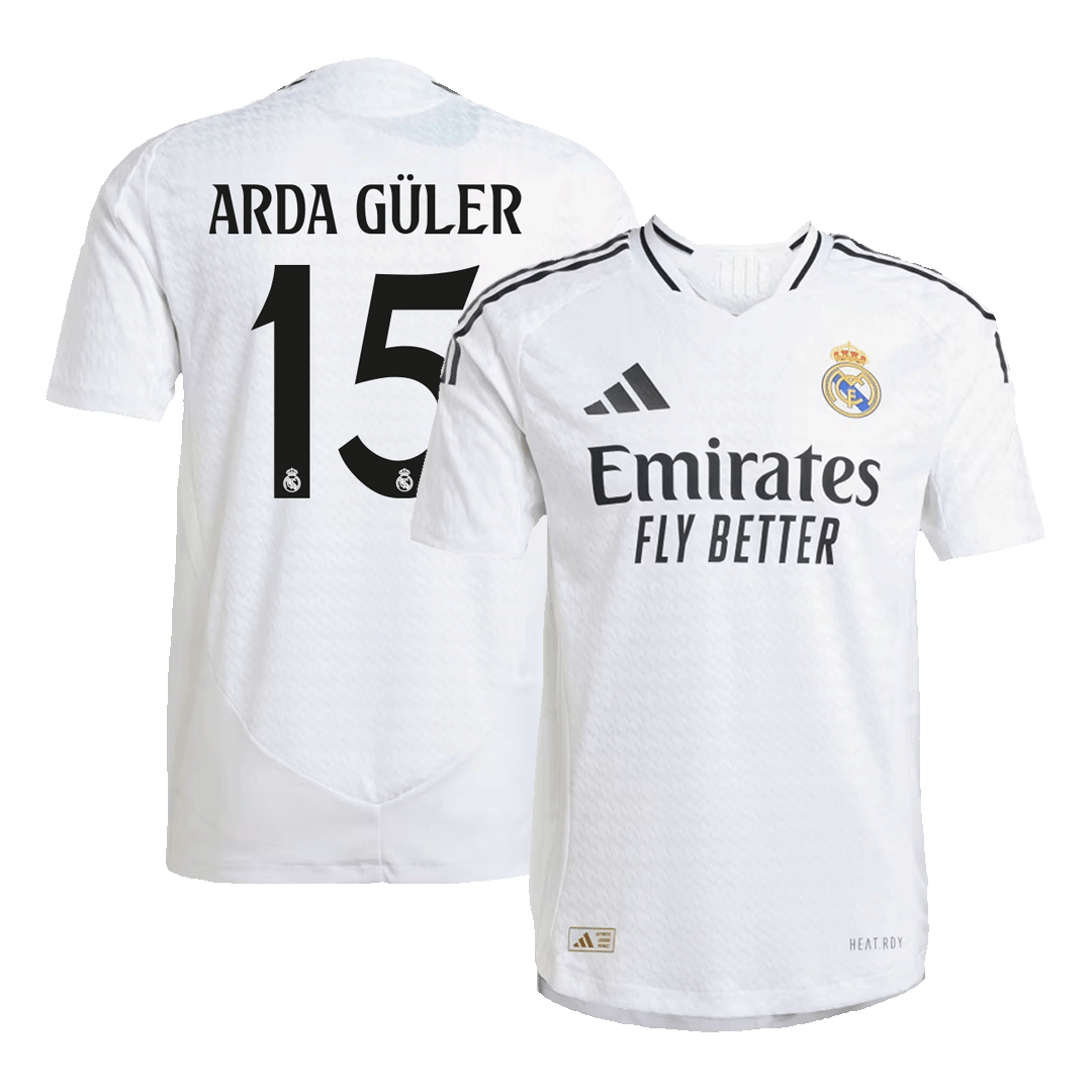 Premium Quality Men's Authentic ARDA GÜLER #15 Real Madrid Home Soccer Jersey Shirt - Player Version - Pro Jersey Shop