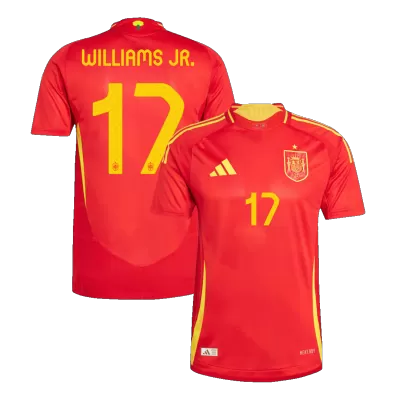 Men's Authentic WILLIAMS JR. #17 Spain Home Soccer Jersey Shirt 2024 - Player Version - Pro Jersey Shop