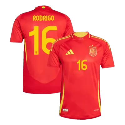 Men's Authentic RODRIGO #16 Spain Home Soccer Jersey Shirt 2024 - Player Version - Pro Jersey Shop