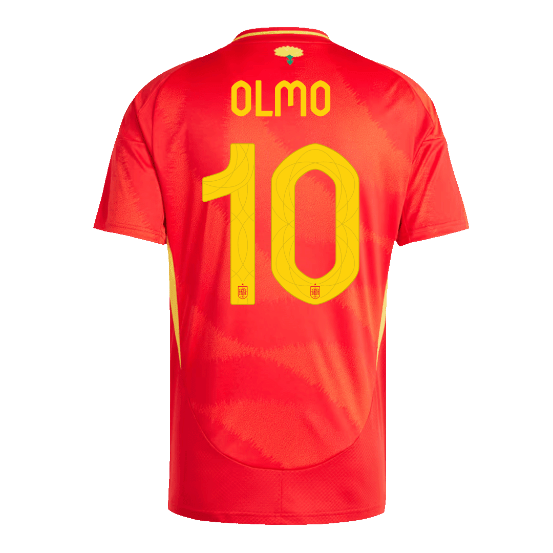 Premium Quality Men's OLMO #10 Spain Home Soccer Jersey Shirt Euro - Fan Version - Pro Jersey Shop
