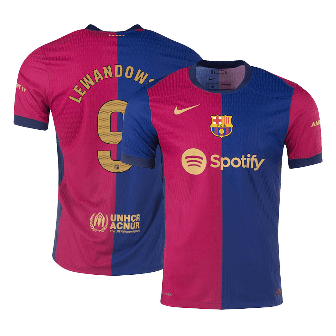 Men's Authentic LEWANDOWSKI #9 Barcelona Home Soccer Jersey Shirt - Player Version - Pro Jersey Shop