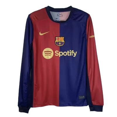 Men's Barcelona Home Long Sleeves Soccer Jersey Shirt 2024/25 - Fan Version - Pro Jersey Shop