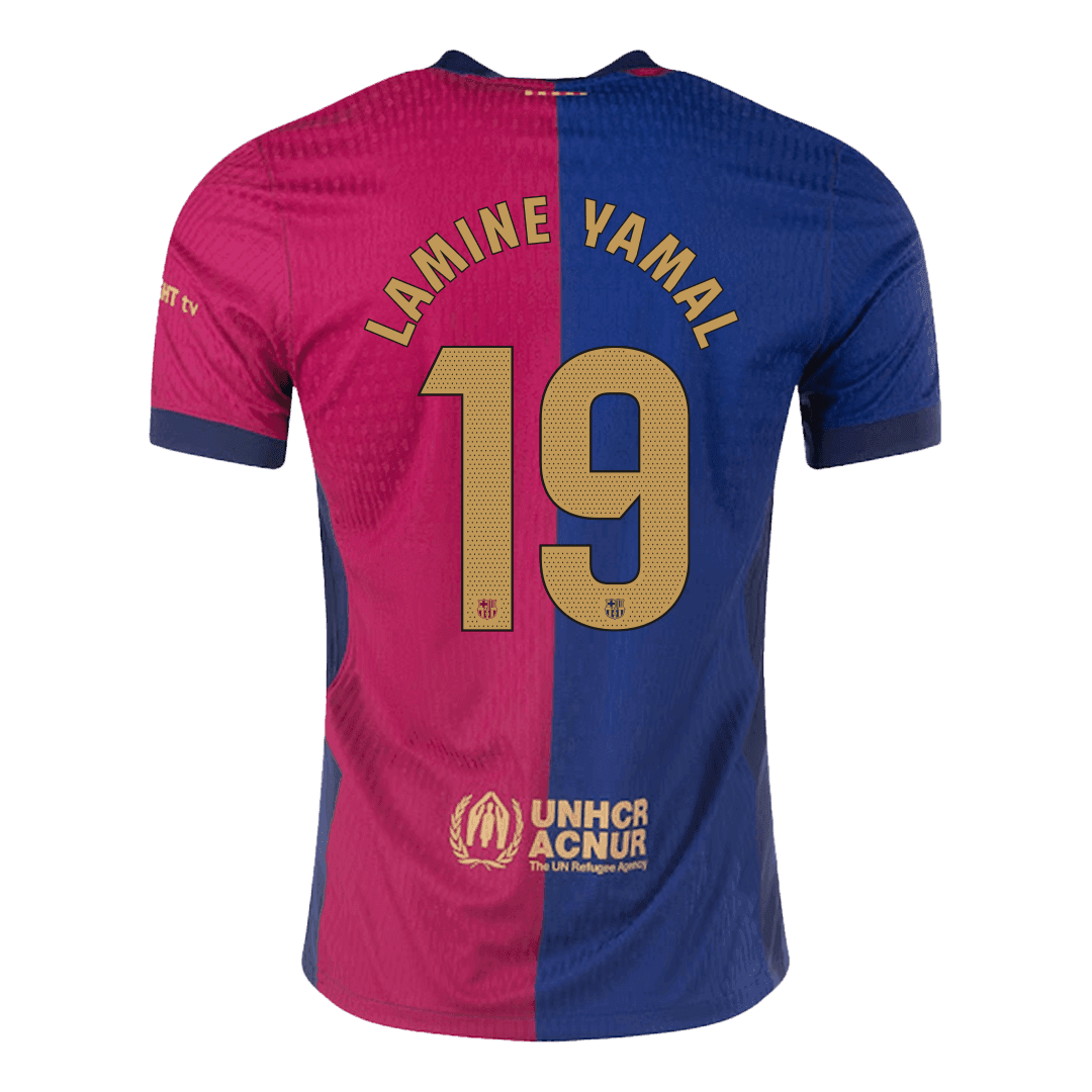 Men's Authentic LAMINE YAMAL #19 Barcelona Home Soccer Jersey Shirt - Player Version - Pro Jersey Shop
