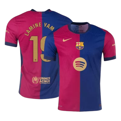 Men's Authentic LAMINE YAMAL #19 Barcelona Home Spotify Logo Without Text Soccer Jersey Shirt 2024/25 - Player Version - Pro Jersey Shop