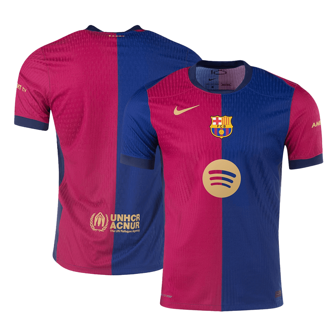 Men's Authentic Barcelona Home Spotify Logo Without Text Soccer Jersey Shirt - Player Version - Pro Jersey Shop