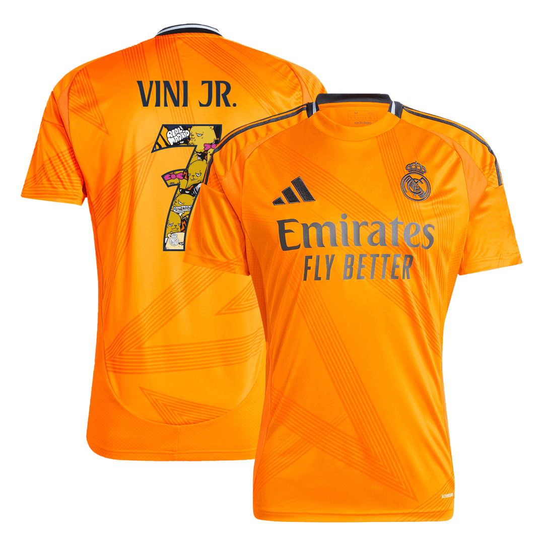 Premium Quality Men's VINI JR. #7 Real Madrid Away Soccer Jersey Shirt Bear Champ Font- Fan Version - Pro Jersey Shop