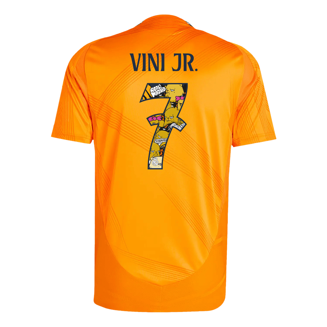 Men's Authentic VINI JR. #7 Bear Champ Font Real Madrid Away Soccer Jersey Shirt - Player Version - Pro Jersey Shop