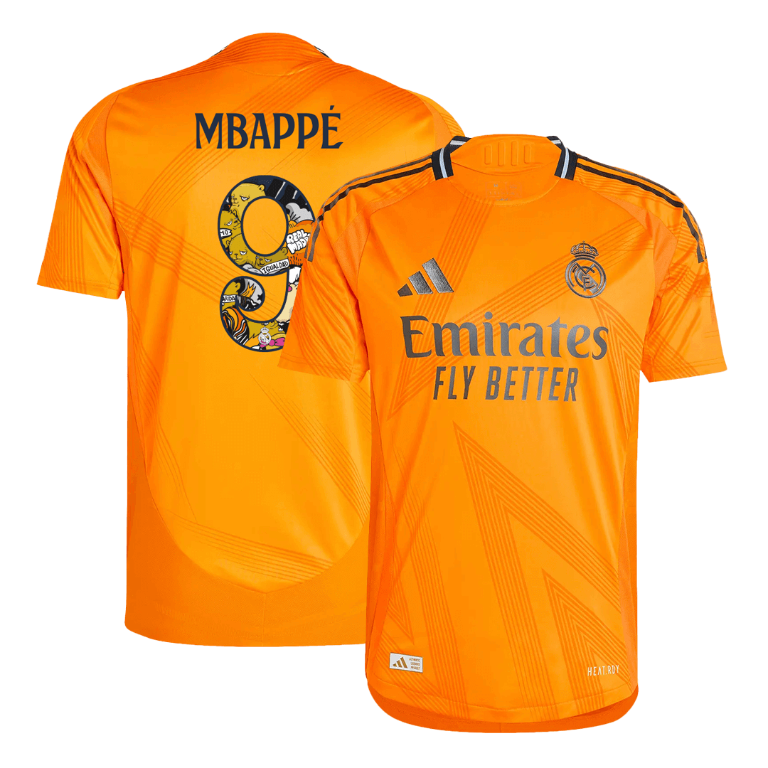 Men's Authentic MBAPPÉ #9 Bear Champ Font Real Madrid Away Soccer Jersey Shirt - Player Version - Pro Jersey Shop