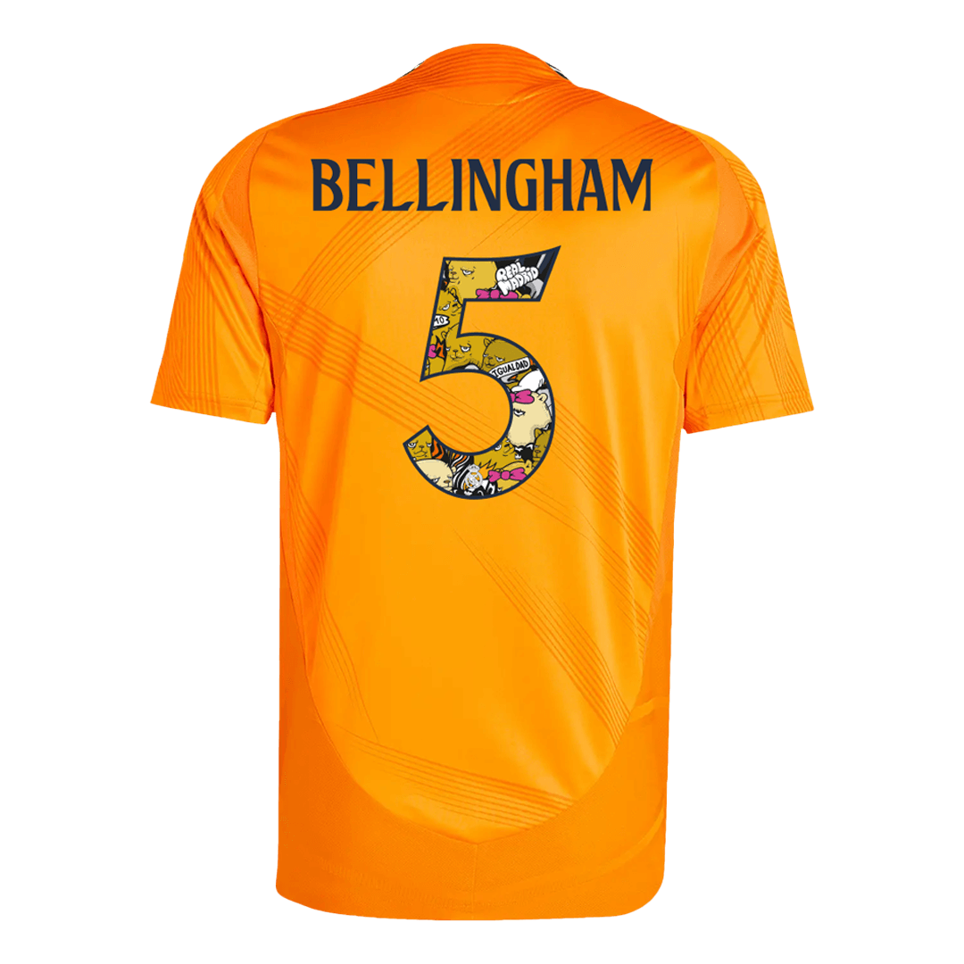 Men's Authentic BELLINGHAM #5 Bear Champ Font Real Madrid Away Soccer Jersey Shirt - Player Version - Pro Jersey Shop
