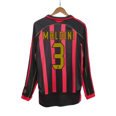 Men's Retro 2006/07 Replica MALDINI #3 AC Milan Home Long Sleeves Soccer Jersey Shirt - Pro Jersey Shop