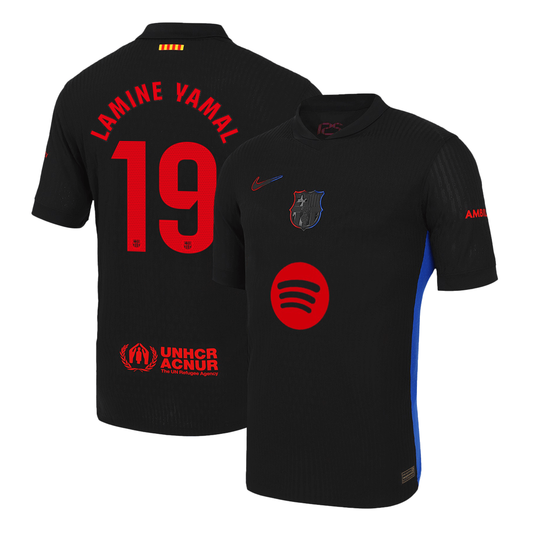 Men's Authentic LAMINE YAMAL #19 Barcelona Away Soccer Jersey Shirt Spotify Logo Without Text- Player Version - Pro Jersey Shop