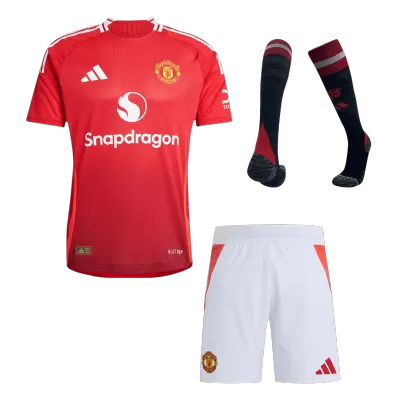 Men's Authentic Manchester United Home Soccer Jersey Whole Kit (Jersey+Shorts+Socks) 2024/25 - Pro Jersey Shop