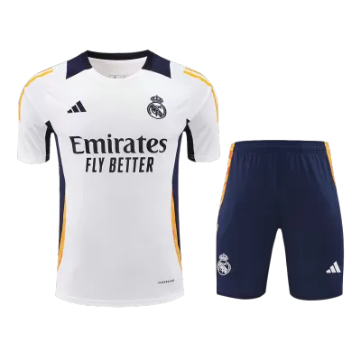 Men's Real Madrid Pre-Match Training Soccer Jersey Kit (Jersey+Shorts) 2024/25 -White - Pro Jersey Shop