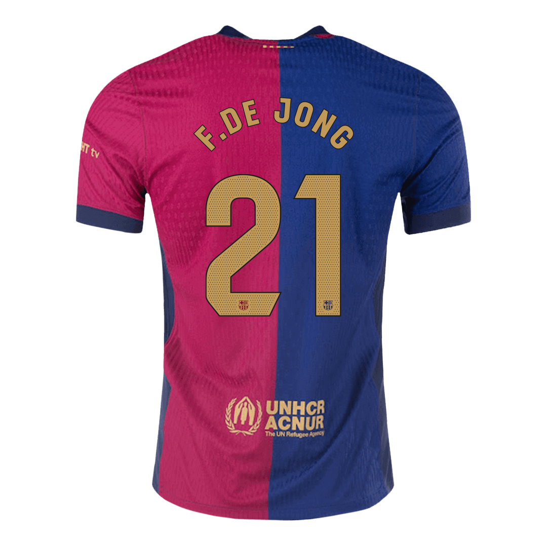Men's Authentic F.DE JONG #21 Barcelona Home Soccer Jersey Shirt - Player Version - Pro Jersey Shop