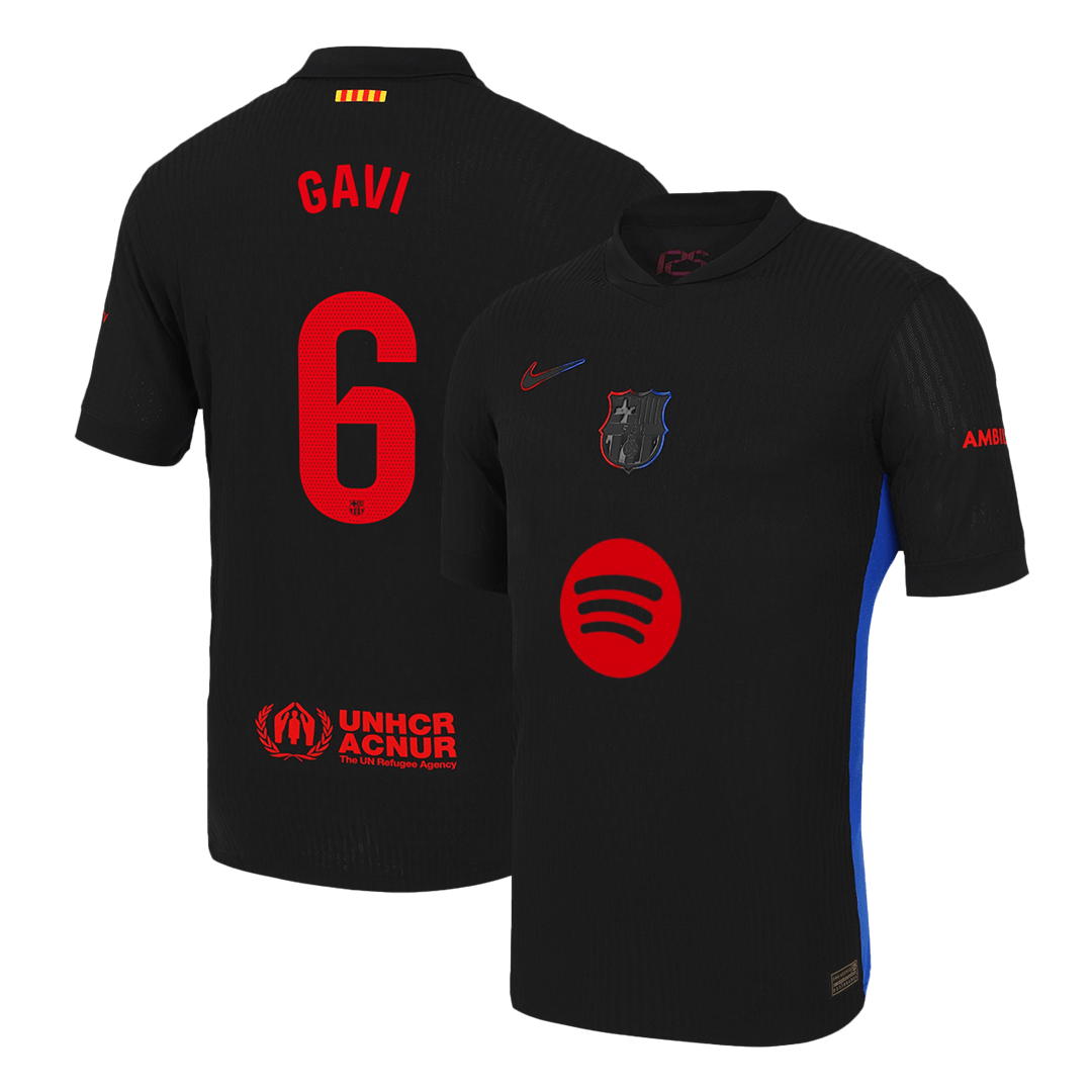 Men's Authentic GAVI #6 Barcelona Away Soccer Jersey Shirt Spotify Logo Without Text- Player Version - Pro Jersey Shop