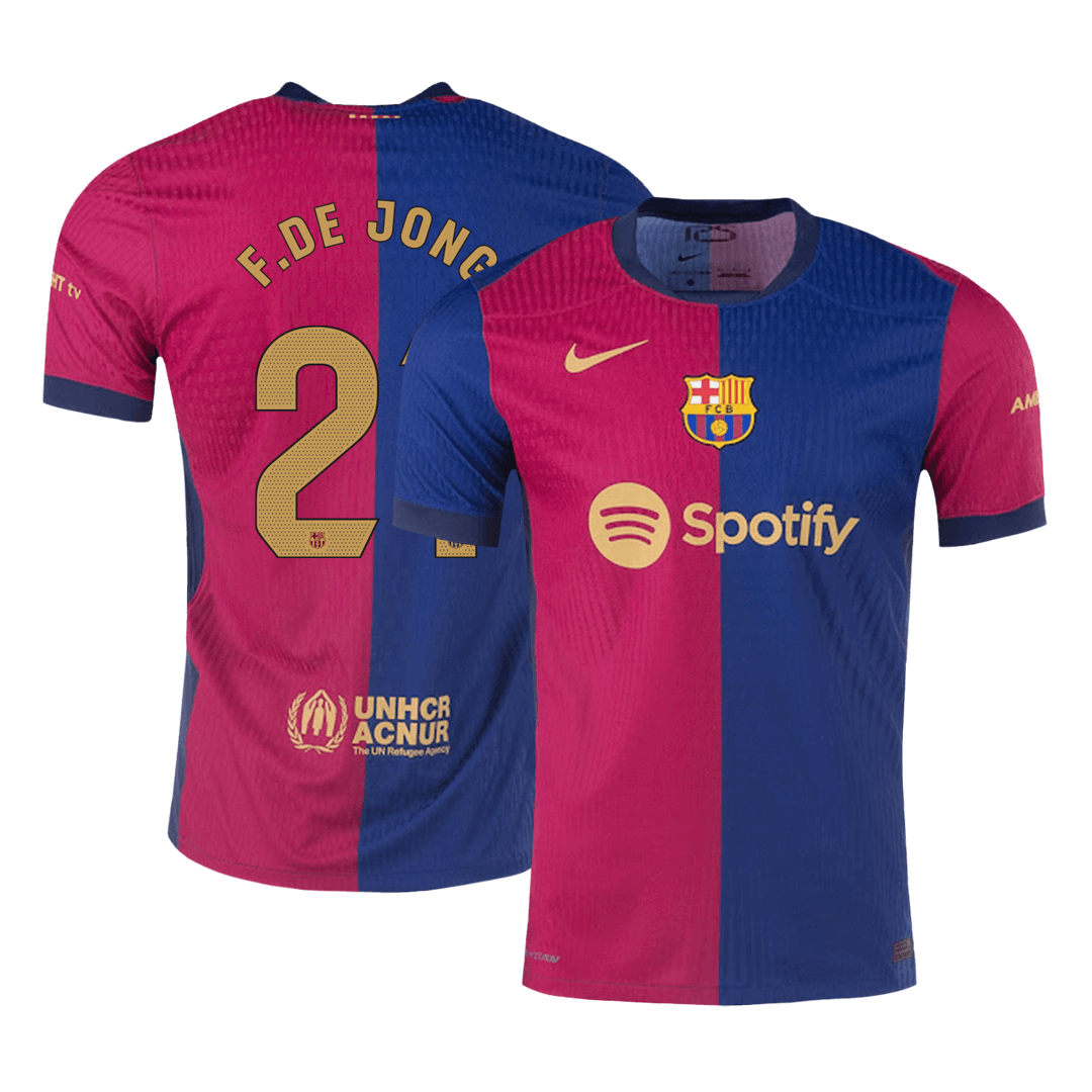 Men's Authentic F.DE JONG #21 Barcelona Home Soccer Jersey Shirt - Player Version - Pro Jersey Shop