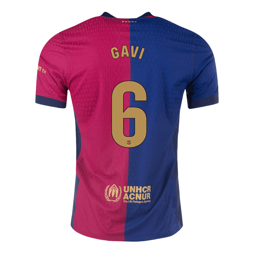 Men's Authentic GAVI #6 Barcelona Home Soccer Jersey Shirt Spotify Logo Without Text- Player Version - Pro Jersey Shop