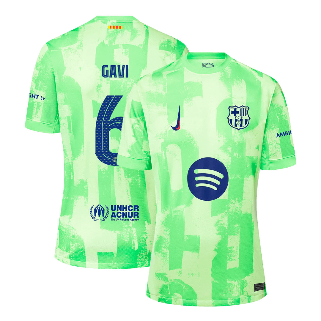 Premium Quality Men's GAVI #6 Barcelona Third Away Soccer Jersey Shirt Spotify Logo Without Text- Fan Version - Pro Jersey Shop