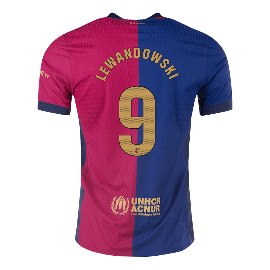 Men's Authentic LEWANDOWSKI #9 Barcelona Home Soccer Jersey Shirt Spotify Logo Without Text- Player Version - Pro Jersey Shop