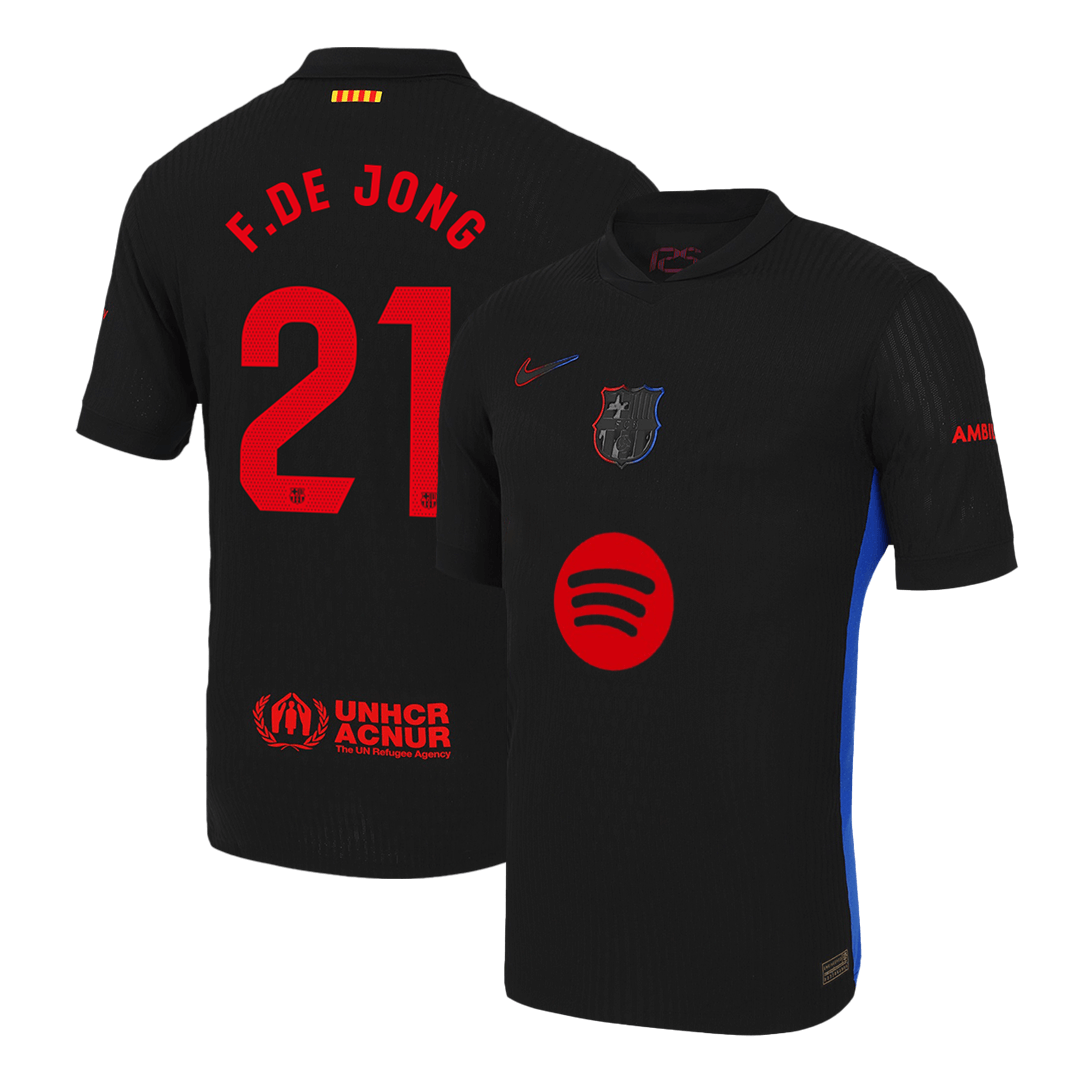 Men's Authentic F.DE JONG #21 Barcelona Away Soccer Jersey Shirt Spotify Logo Without Text- Player Version - Pro Jersey Shop