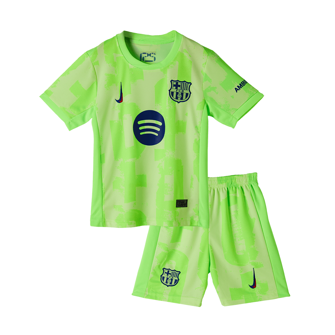 UCL Kids Barcelona Third Away Soccer Jersey Kit (Jersey+Shorts) Spotify Logo Without Text - Pro Jersey Shop