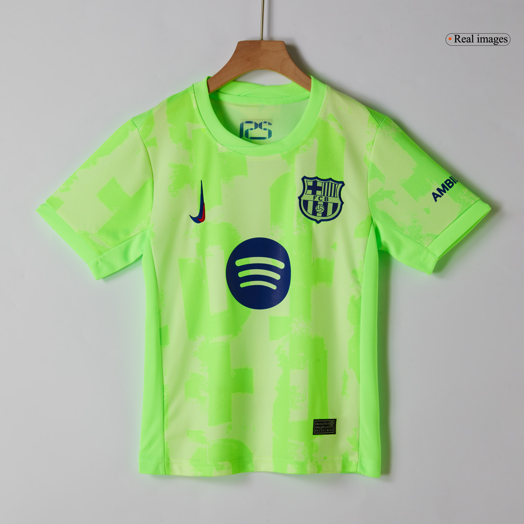 UCL Kids Barcelona Third Away Soccer Jersey Kit (Jersey+Shorts) Spotify Logo Without Text - Pro Jersey Shop