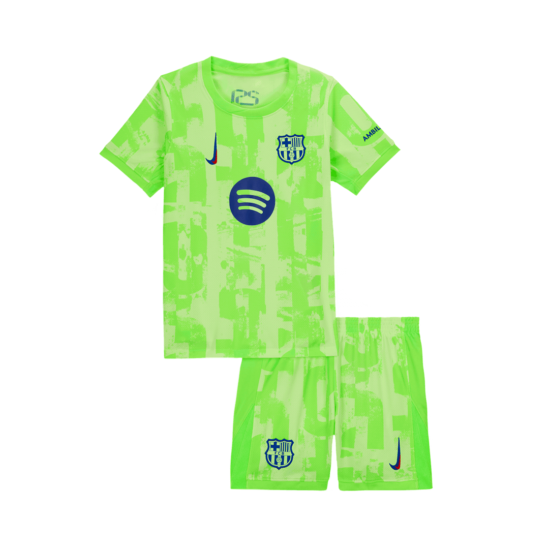 UCL Kids Barcelona Third Away Soccer Jersey Kit (Jersey+Shorts) Spotify Logo Without Text - Pro Jersey Shop
