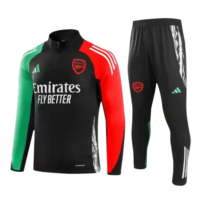 Men's Arsenal Zipper Tracksuit Sweat Shirt Kit (Top+Trousers) 2024/25 -Black - Pro Jersey Shop