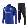 Men's Barcelona Zipper Tracksuit Sweat Shirt Kit (Top+Trousers) 2024/25 -Blue - Pro Jersey Shop