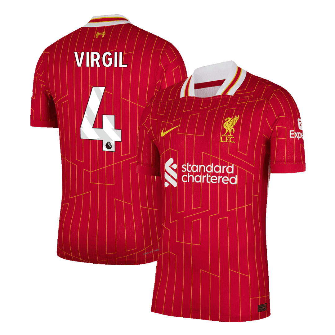 Men's Authentic VIRGIL #4 Liverpool Home Soccer Jersey Shirt - Player Version - Pro Jersey Shop