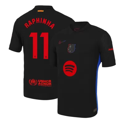 Men's Authentic RAPHINHA #11 Barcelona Away Soccer Jersey Shirt 2024/25 Spotify Logo Without Text- Player Version - Pro Jersey Shop